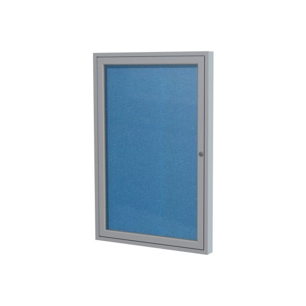 Ghent Enclosed Bulletin Board, Outdoor, 1 Door, 36"W x 36"H, Ocean Vinyl/Silver Frame PA13636VX-191 - main
